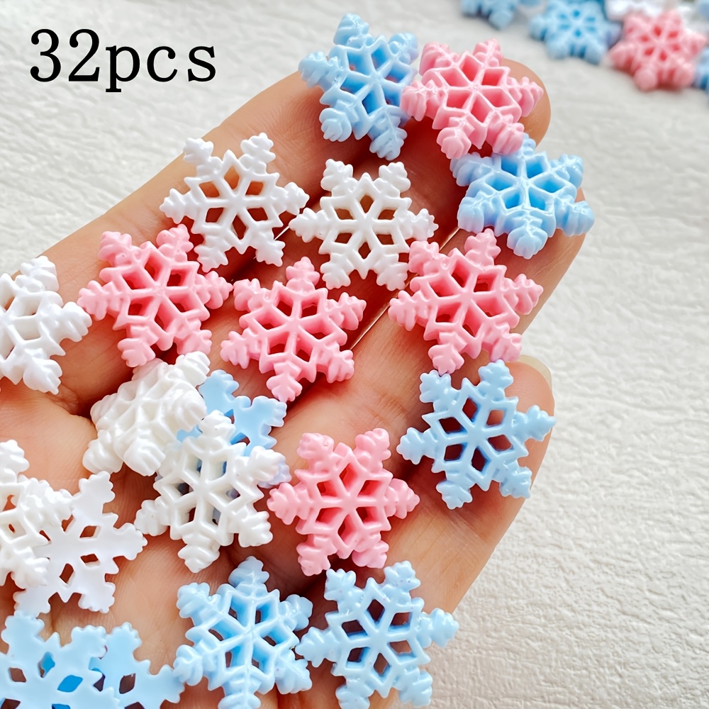 TEMU 22/32pcs Mixed Color Christmas Snowflake Flat Back Resin Decoration - Used For Nail Art, , Diy Wedding Decoration