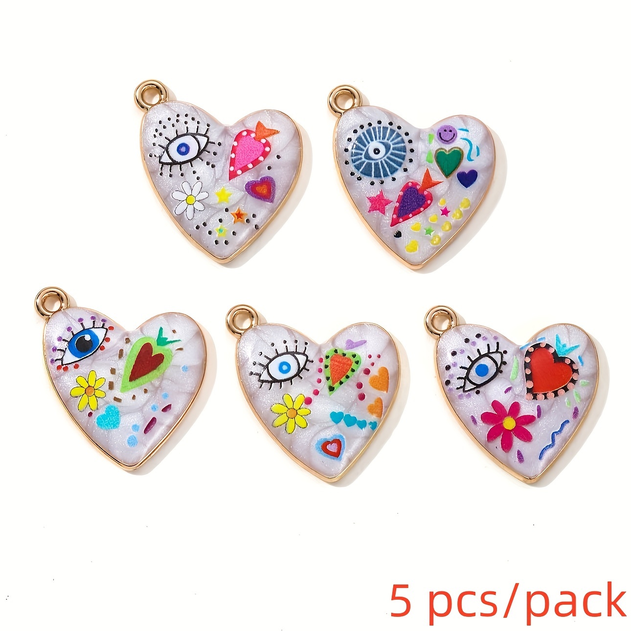 TEMU 5/7 Assortimento Casuale di Ciondoli Piccoli con Cuore d'Amore, , Fiori, , Olio a , Gioielli, Ciondoli a Forma di Cuore di Pesca