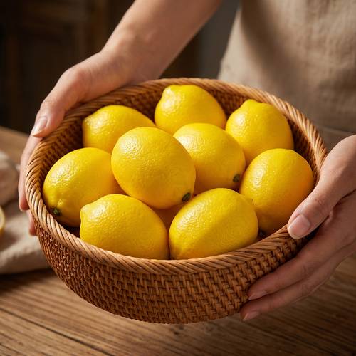 a set of 9 simulation fruit and vegetable artificial decorations suitable for wedding party and christmas decorations including realistic lemons