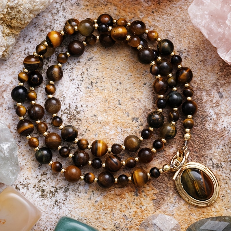 Women's Exquisite Tiger's Eye Pendant Necklace, Bohemian Chic