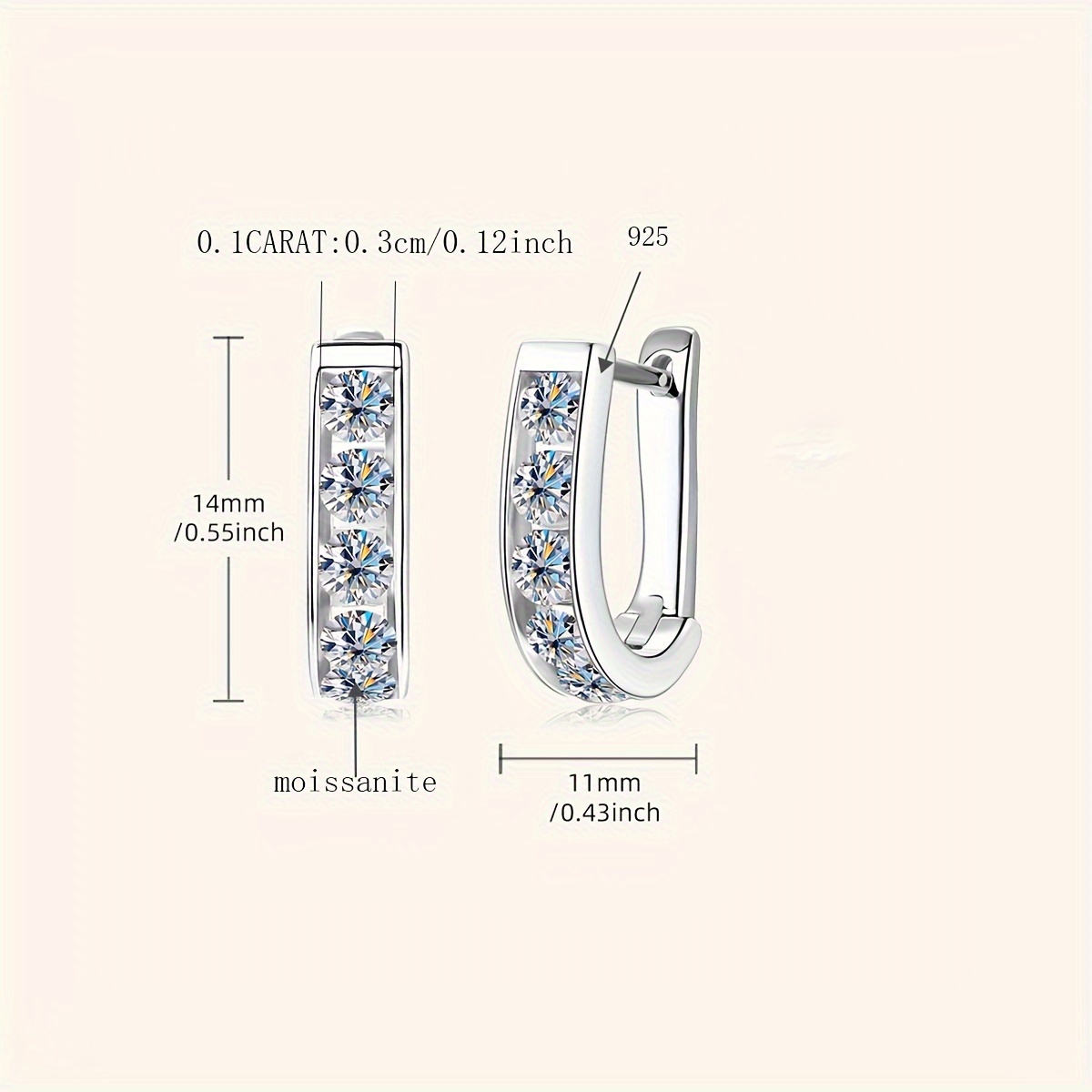 925 sterling silver moissanite u shaped earrings 18k golden plated hypoallergenic vintage luxurious style   party accessory   wedding halloween banquet anniversary valentines day mothers day with gift box 3g details 2