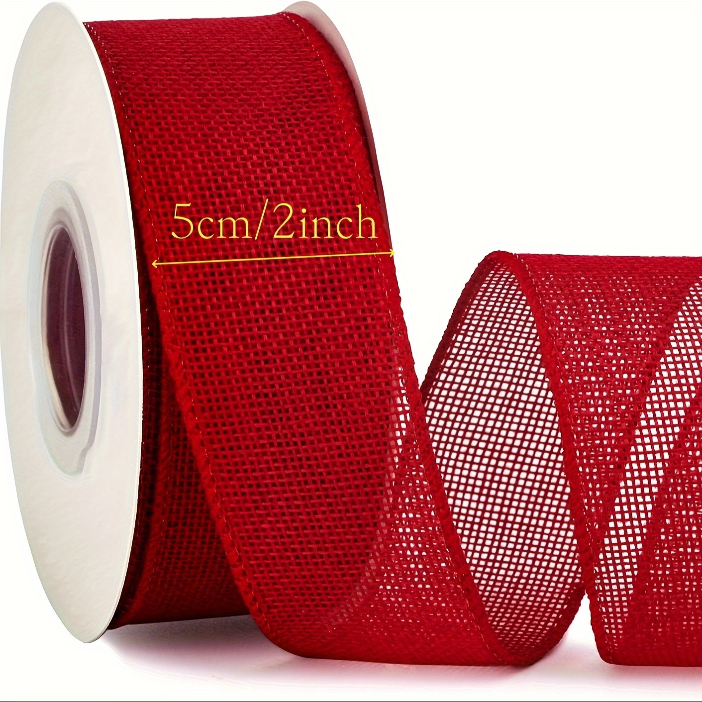 1 Roll Red Burlap Ribbon With Wire 2 Inches X Large Bows, Wreaths ...