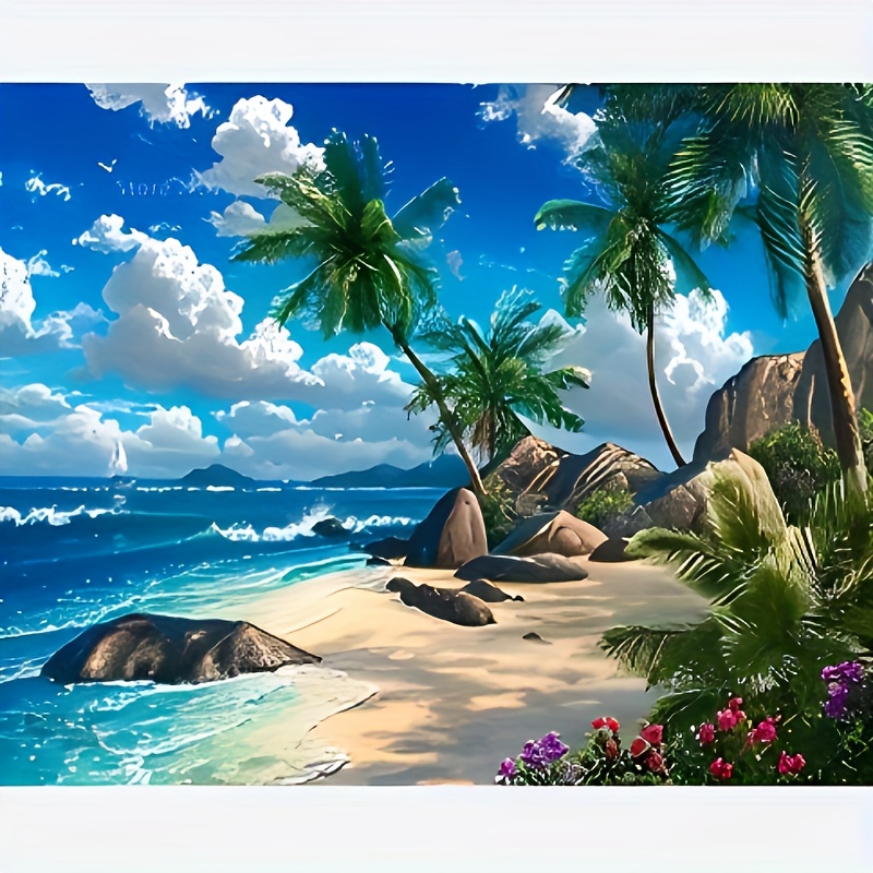 

1 ensemble de peinture diamant 5D, adapté aux adultes et aux débutants, peinture murale décorative à suspendre, plage