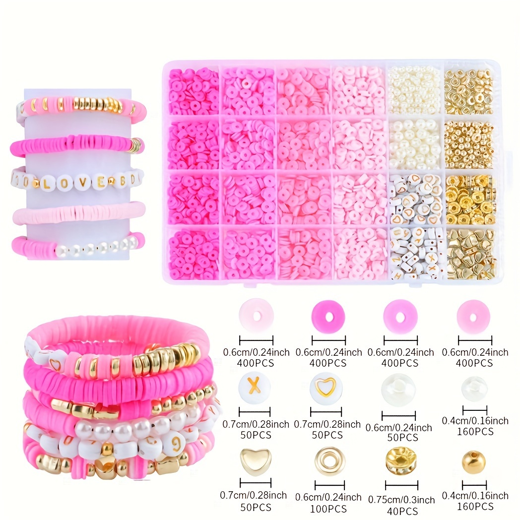 

Kit De Création De Bijoux Diy - Ensemble De 1600 Perles En Argile Et 550 Perles Ccb Avec Lettres Pour Bracelets Et Colliers