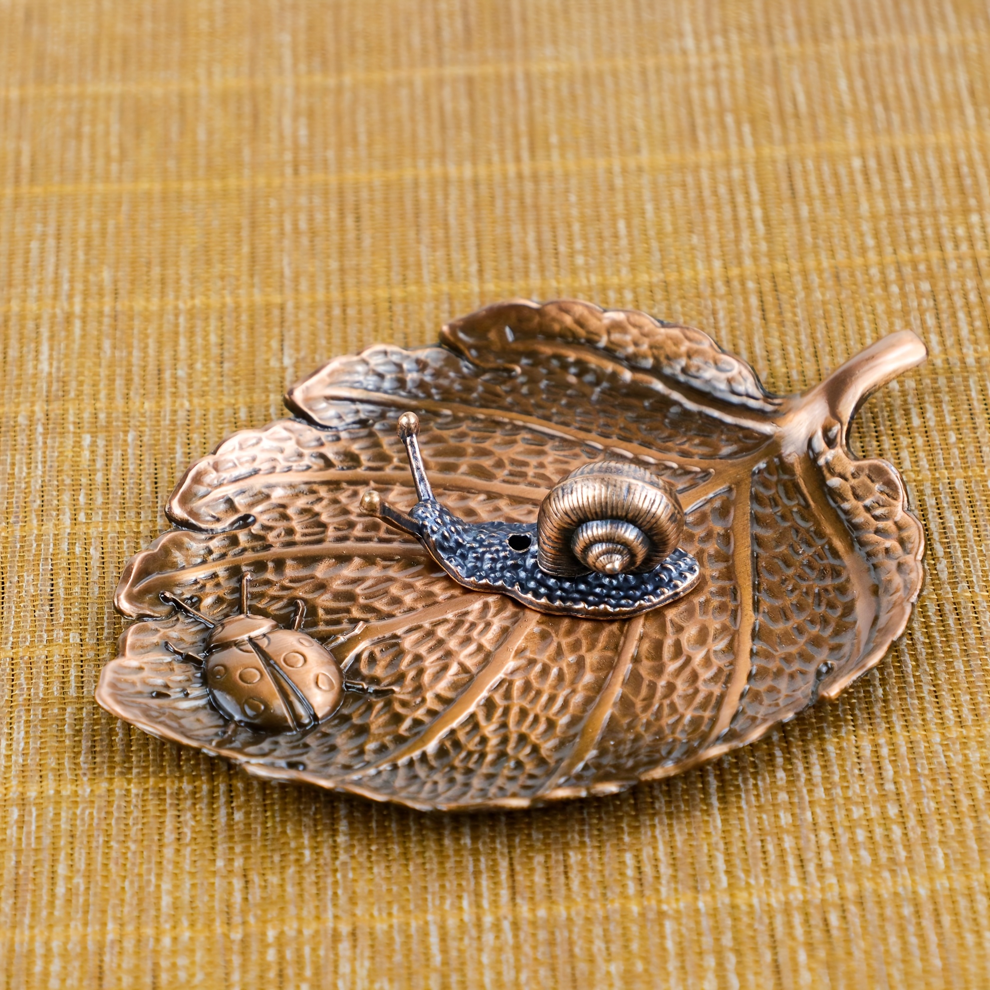Image of 2pcs Insect Series Incense Holder Set With Alloy Leaf Stand + Snail Incense Stick Dual-use Desktop Zen Decor Gift