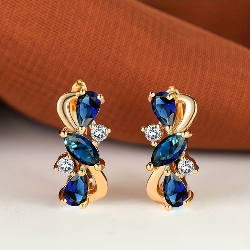 Luxurious Teardrop Marquise Cut Synthetic Zirconia Dangle Earrings