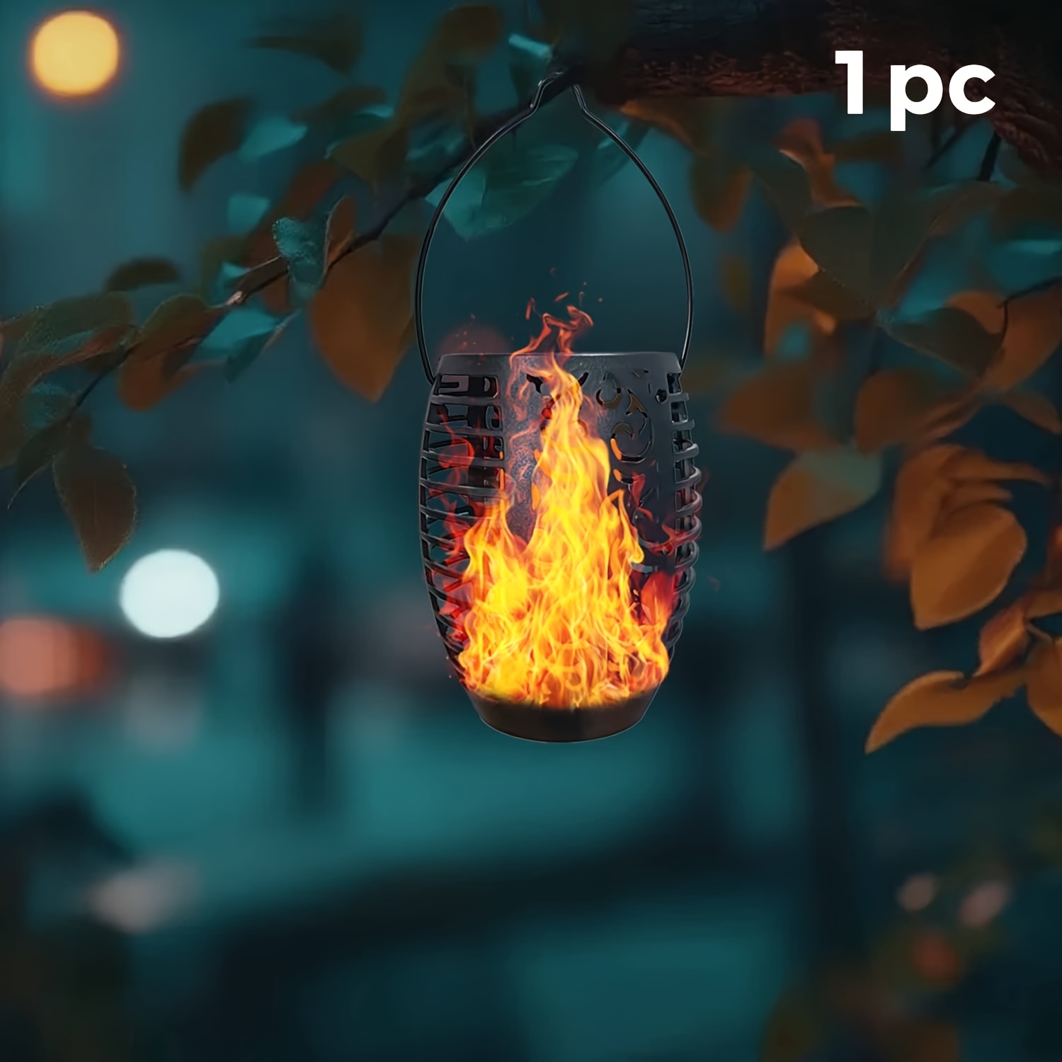 1/2pcs Hanging Solar Vintage Flame Light, Solar Torch Light With Flickering Flame, Outdoor Solar Hanging Lamp For Garden, Patio, Driveway