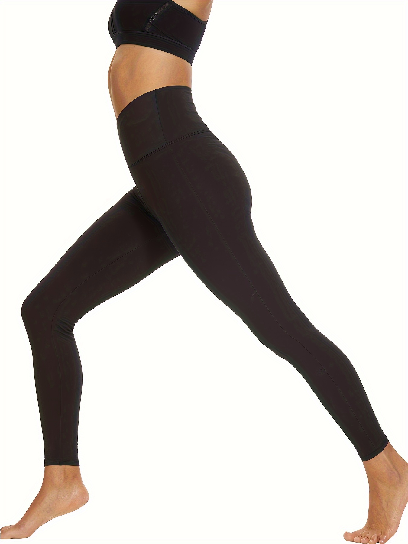 V Cross Waist Leggings for Women-Tummy Control Soft Workout Running High  Waisted Non See Through Black Yoga Pants