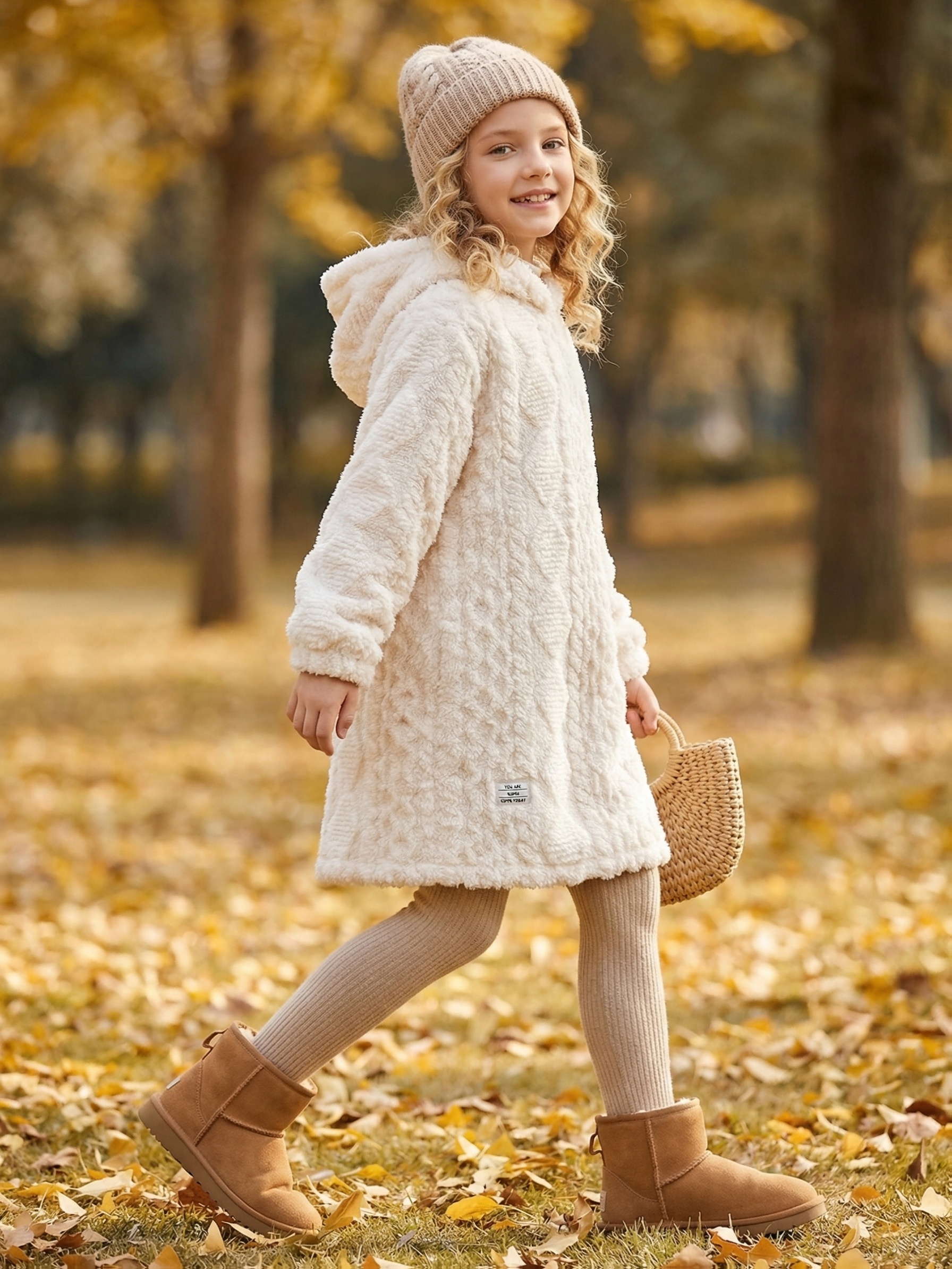 princess polly baby blue dress Girls' Dress Winter Thickened Fleece Diamond Check Jacquard Craft Long  Sleeve Hooded Dress Solid * Comfortable Warm Skirt Suitable for Outdoor Wear