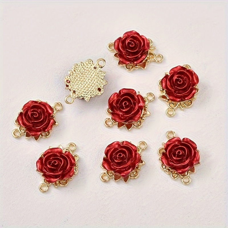 8pcs Realistic Resin Rose Flower Charms for DIY Jewellery Making
