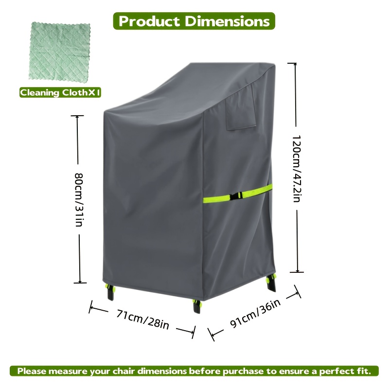TEMU 1 Housse de chaise de patio extérieure, taille universelle adaptée à divers styles de chaises empilables, housse anti-poussière. Fabriquée en