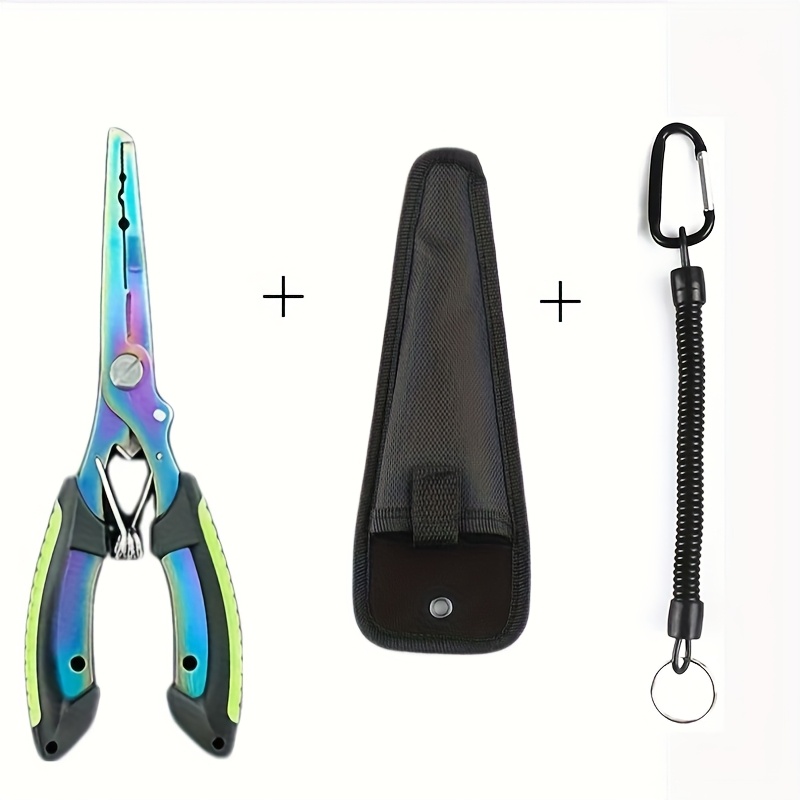 TEMU 3pcs Set (pliers, Storage Bag, Lost Line) - Multi Functional Professional Sea Fishing Pliers+fishing Tweezers, Control Tools, Hook Extractor,