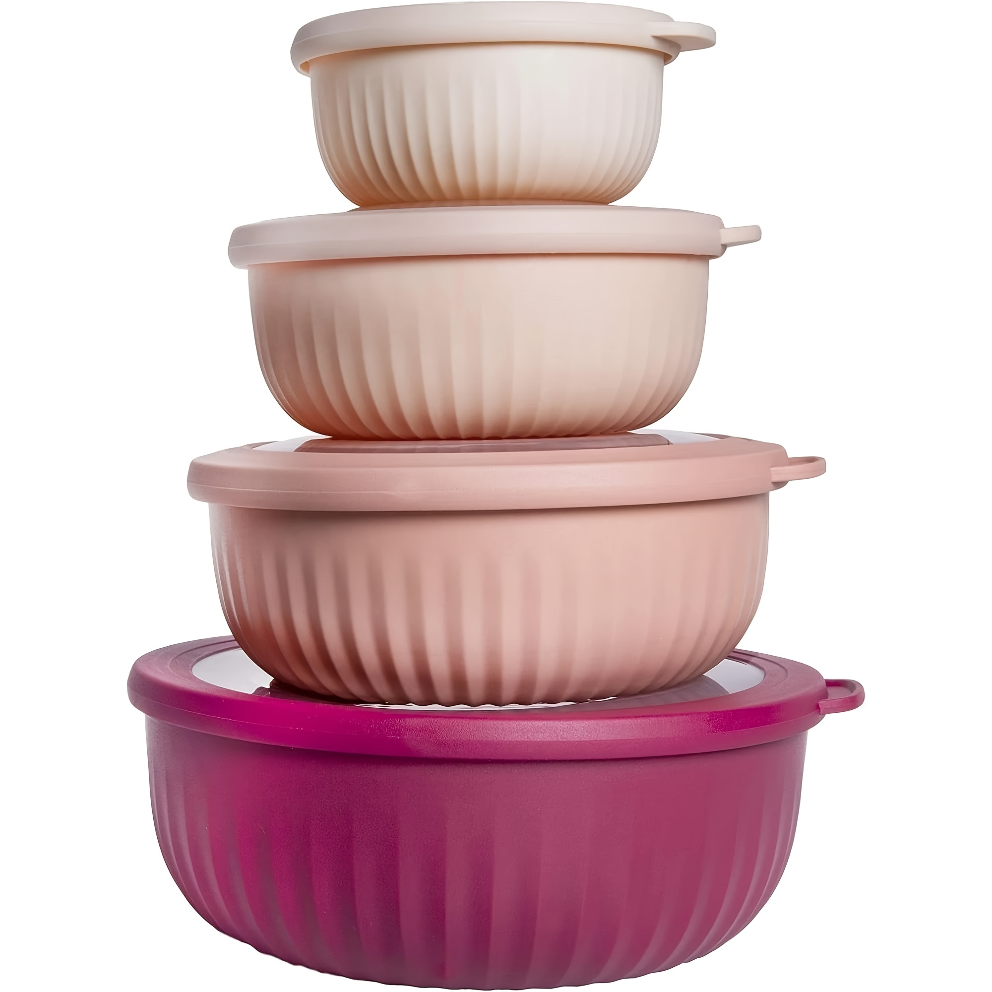Colorful Prep Bowls With Lids - Wide Nesting Plastic Mixing Bowl Set With Lids, Salad Bowl Set, Color