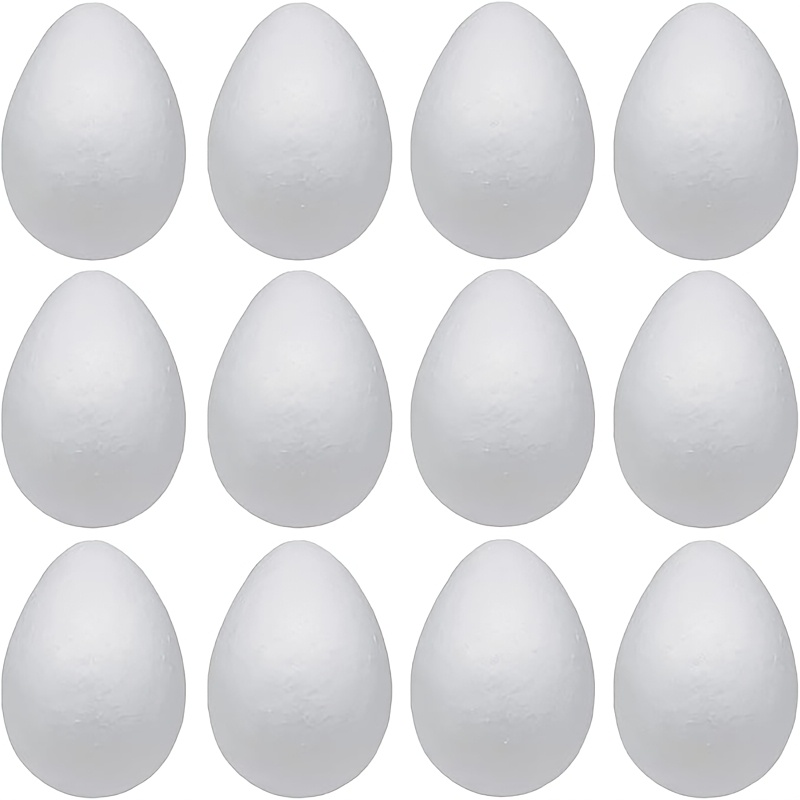 

12-pack White Foam Eggs, Inches (8cm), Smooth Craft Polystyrene For Spring Easter, Halloween, Christmas Holiday Crafts, Diy Painting, School Projects