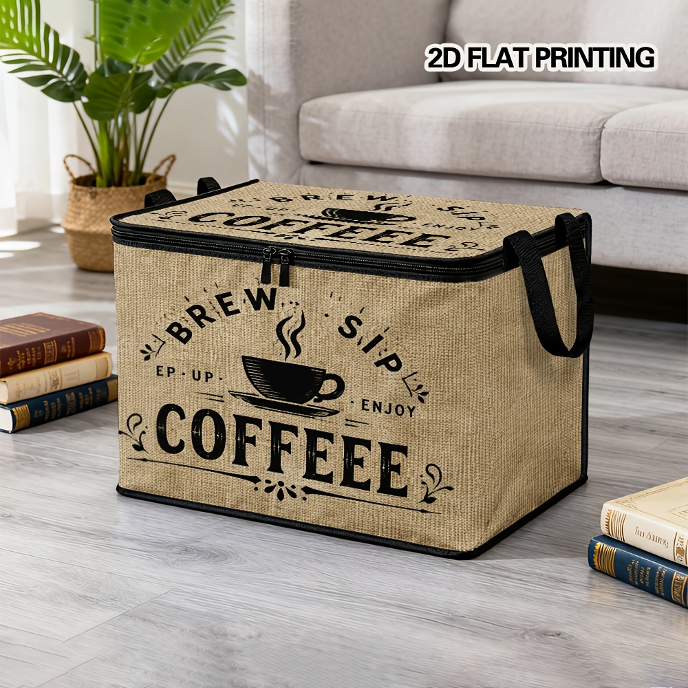 immagine dell'articolo cesto a scaffale 2d piatto, 1 pz, stile   da caffè   con  , tessuto  ,   per lorganizzazione dellarmadio e organizer per bagagliaio auto,   anche come scatola per lorganizzazione di accessori per animali domestici,   per organizzare vestiti, accessori per animali domestici o coperte, cesti per scaffali