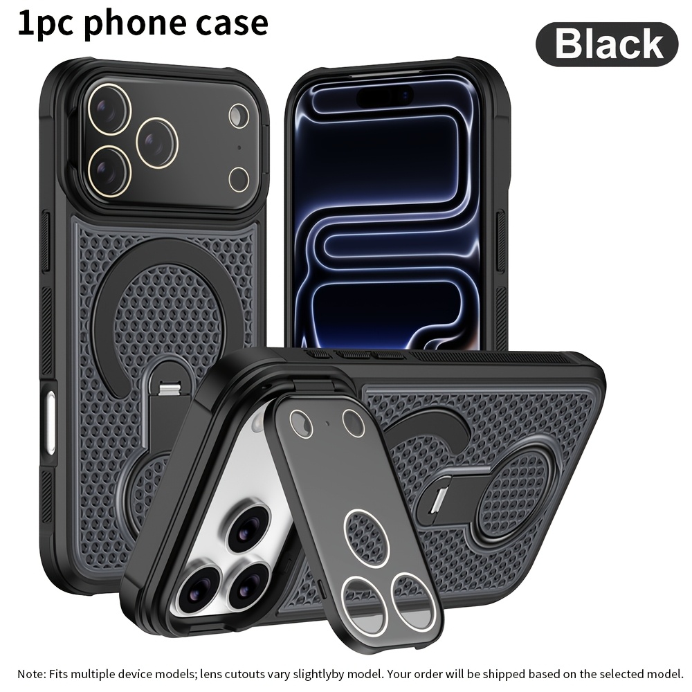 TEMU Phone Case: New Large Window Dual Stand Shockproof Magnetic Full Cover Case For Iphone17promax 17pro 17 Air 17e 16e 16 16plus 16promax 16pro 15