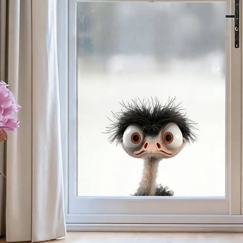 1pc humorous ostrich window glass sticker removable self decal suitable for windows glass doors and home decoration wall stickers a and atmosphere to
