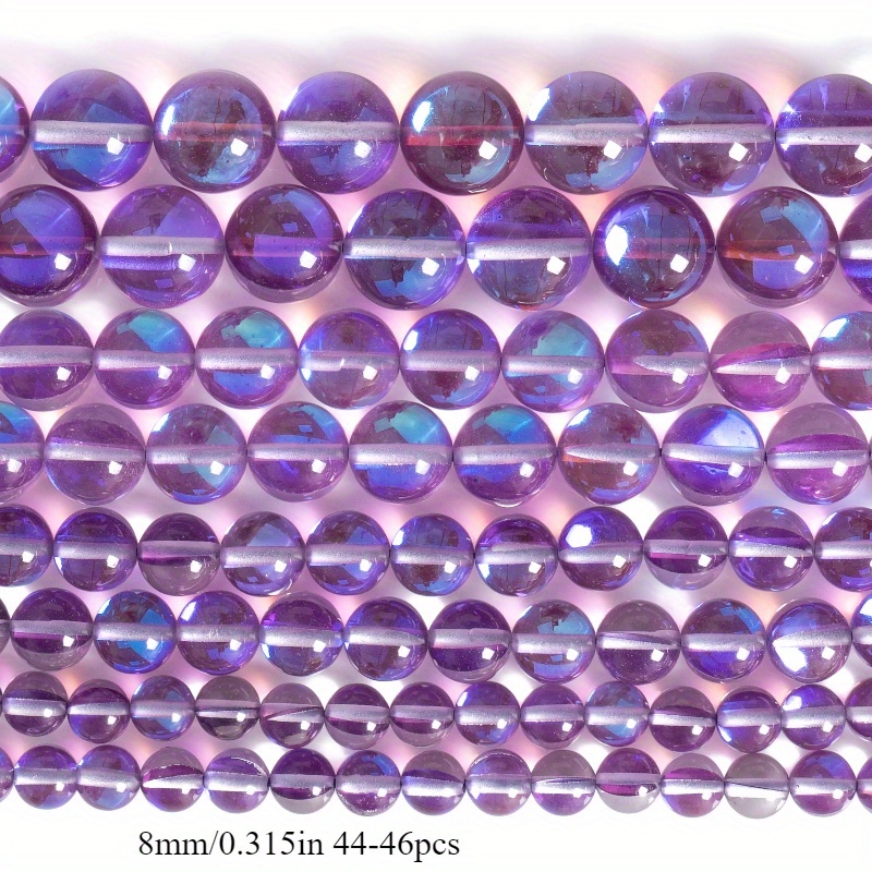 TEMU Purple Synthetic Crystal Round Loose Beads For Pendant Bracelet, Available In 6/8/10mm Sizes