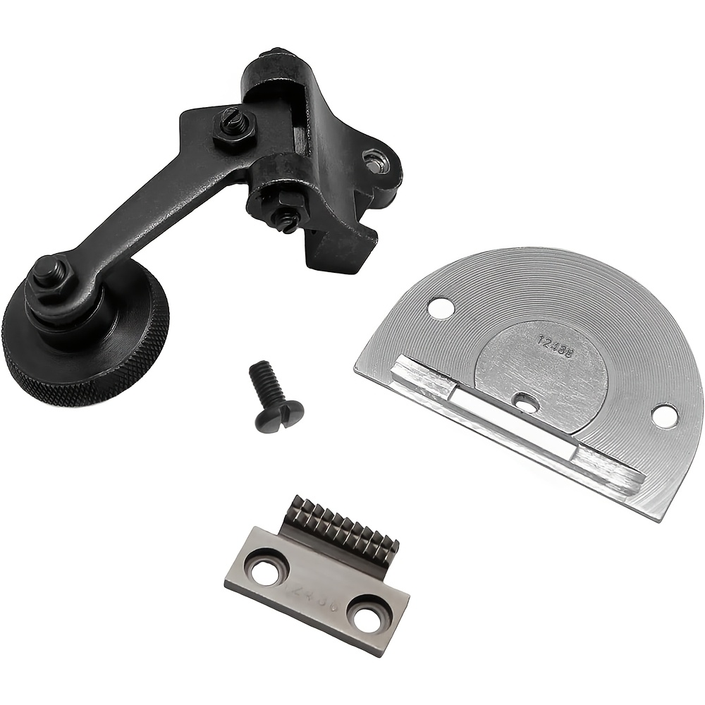 Image of 4pcs Sewing Machine Presser Foot Set, Includes 1 Large Roller Presser Foot #12267, Sewing Machine Needle Plate #12438, #12436, And 1 Screw, Suitable For Singer Sewing Machine Accessories