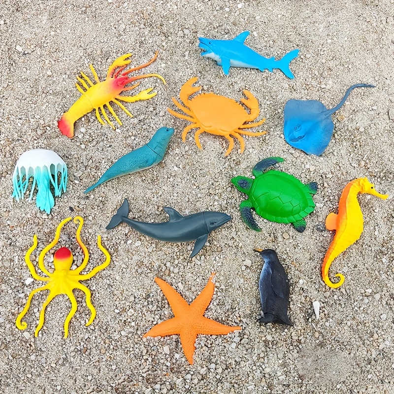 

12pcs Realistic Sea Animal Toys Set For Bath-time Learning And Fun, Ocean Figures, For Aquarium Fish Tanks Landscaping Decoration