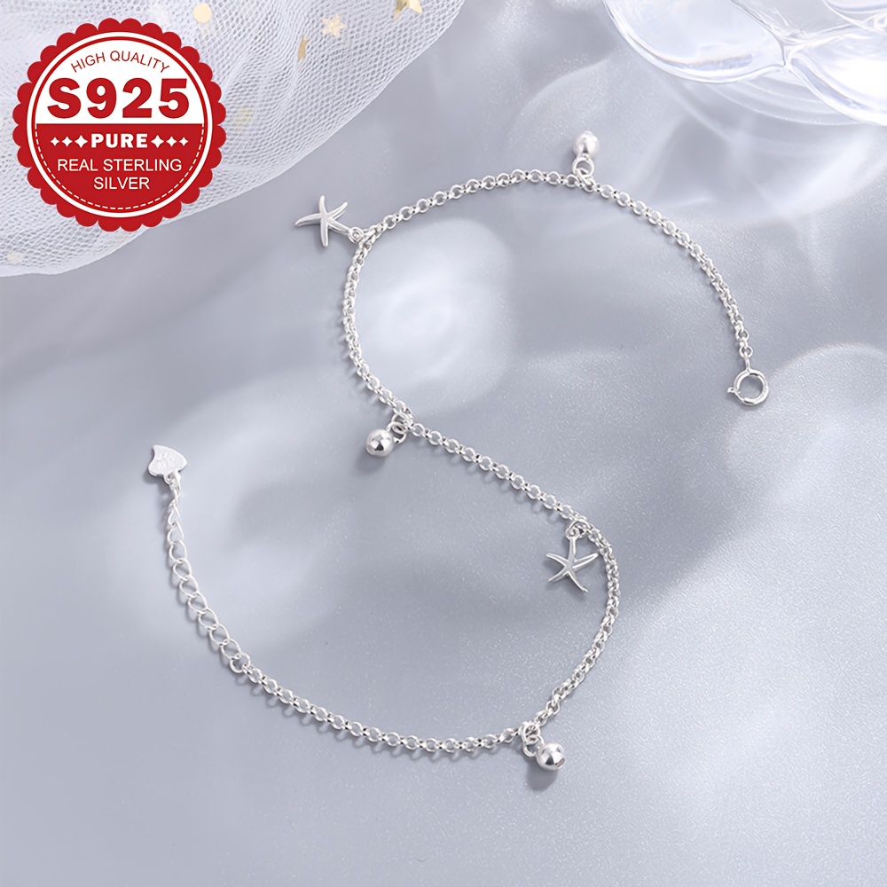 Stylish Women's S925 Sterling Silver Starfish Anklet