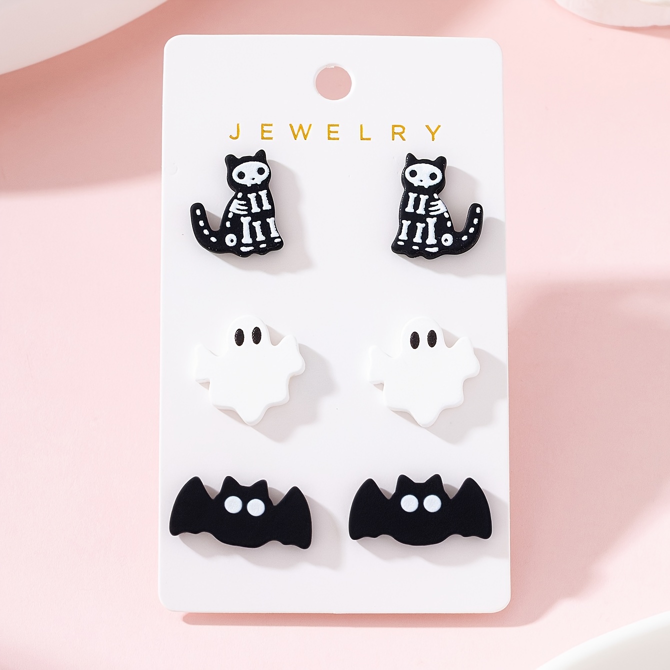 TEMU 3 Pairs/set Halloween Scary Black Bat Enamel Design Women's Fashion Jewelry Earrings, Perfect Gift For Holiday Parties