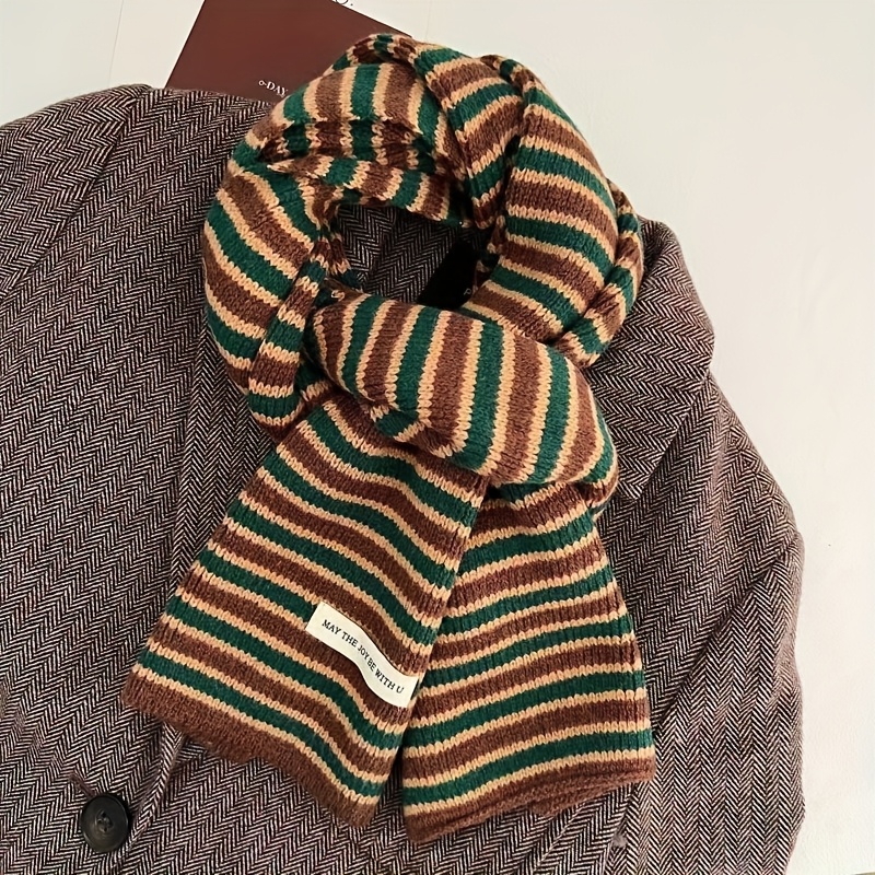 new knitted striped scarves school girls thickened soft warm