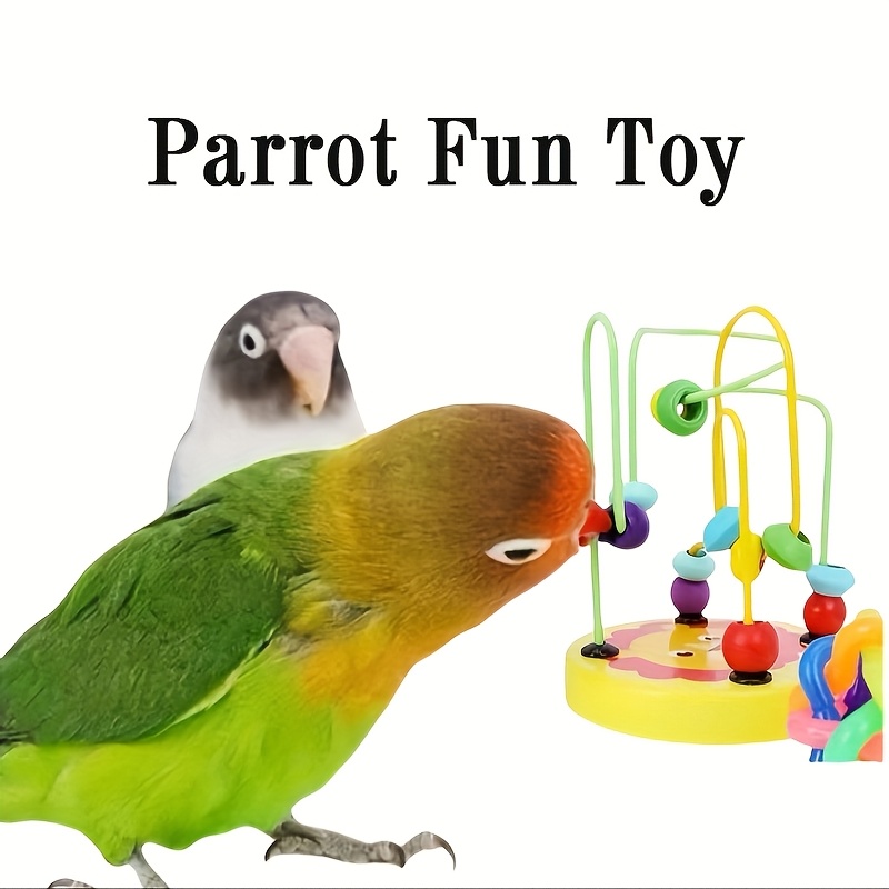 

1pc Wooden Bird Bead Toy - Parrot Chewing And Educational Toy For Parrots, Parakeets, And