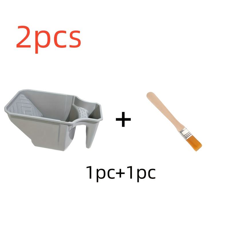 2pcs/1 Set 4-inch Handheld Paint Cup With Roller Holder - Made Of Durable Pp Material, Large Capacity, Easy To Match With Brushes And Rollers
