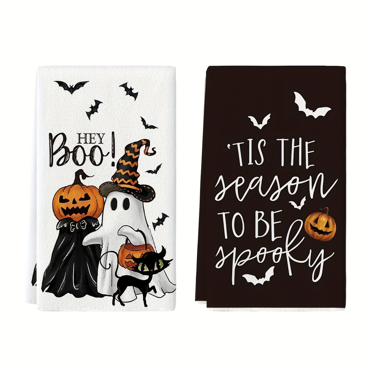 

2pcs Kitchen Towels - Polyester,, Pumpkin & , 16x24 Inch - Seasonal Decor