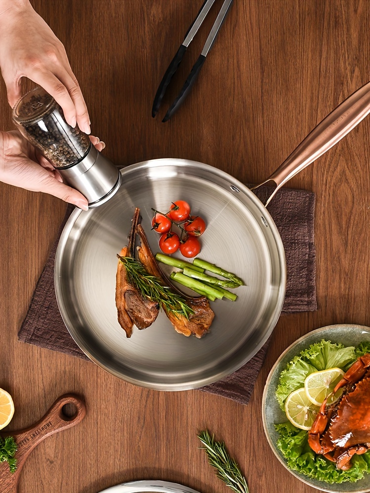 1pc premium 304 stainless steel frying pan 26cm 10 24in with lid safe works on all cooktops nonstick scratch resistant professional quality steak pot details 2