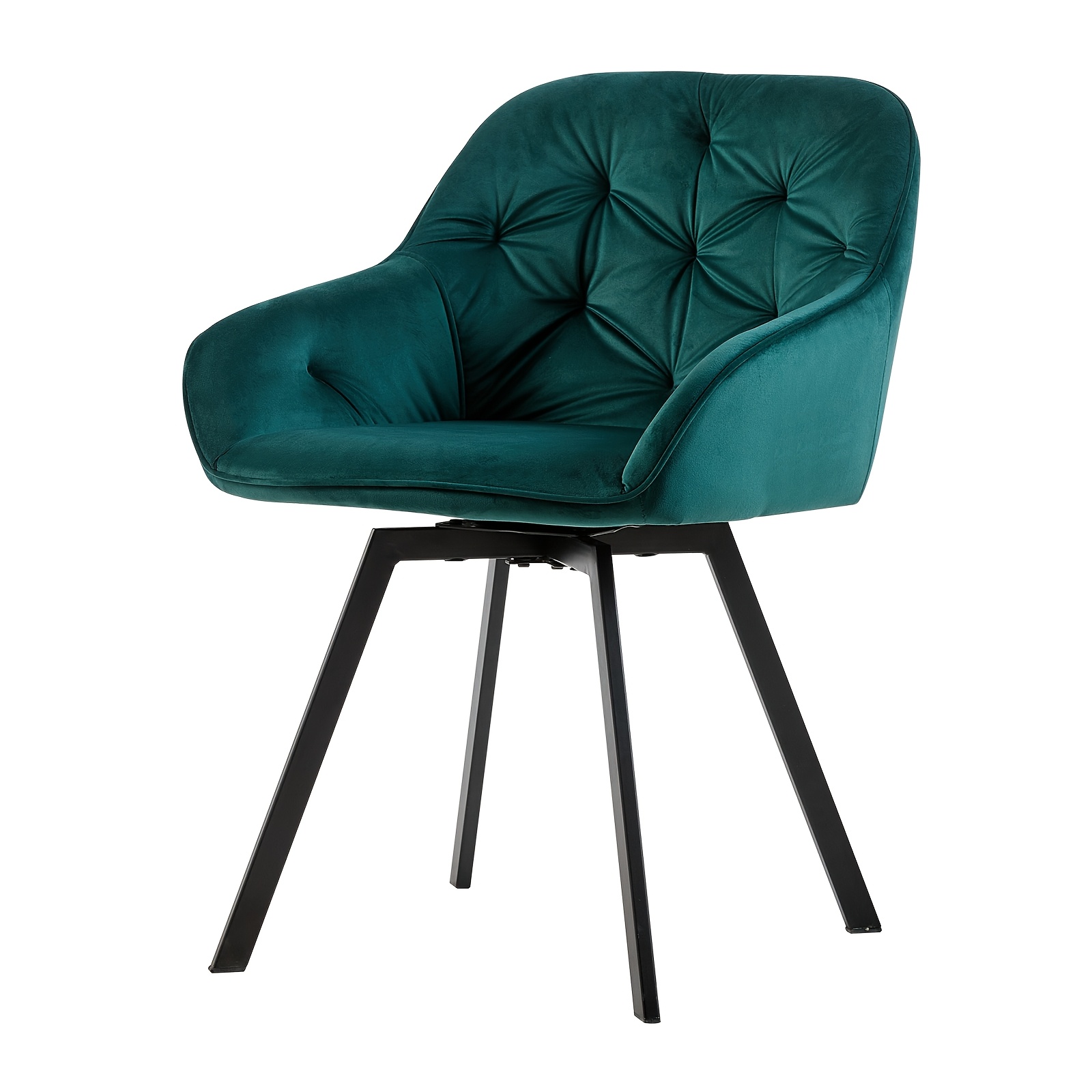 Image of Modern Swivel Gaming Chair, Velvet Upholstered Armchair With Armrests And Backrest, Rotatable Computer Chair With Metal Legs, Reception Chair For Living Room Kitchen Home Office