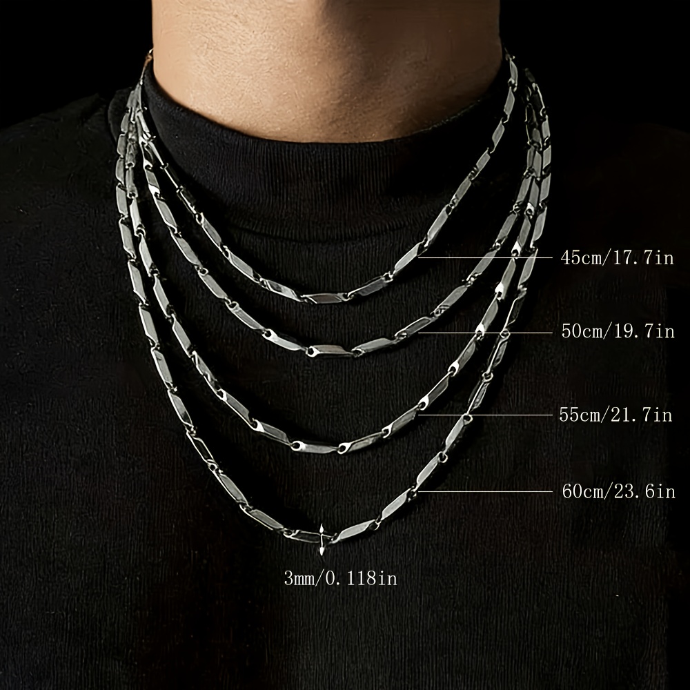 TEMU 1 pièce Chaîne de clavicule hip-hop géométrique en acier inoxydable 304 de haute qualité, épaisseur 3 mm, convient aux hommes et aux femmes, un