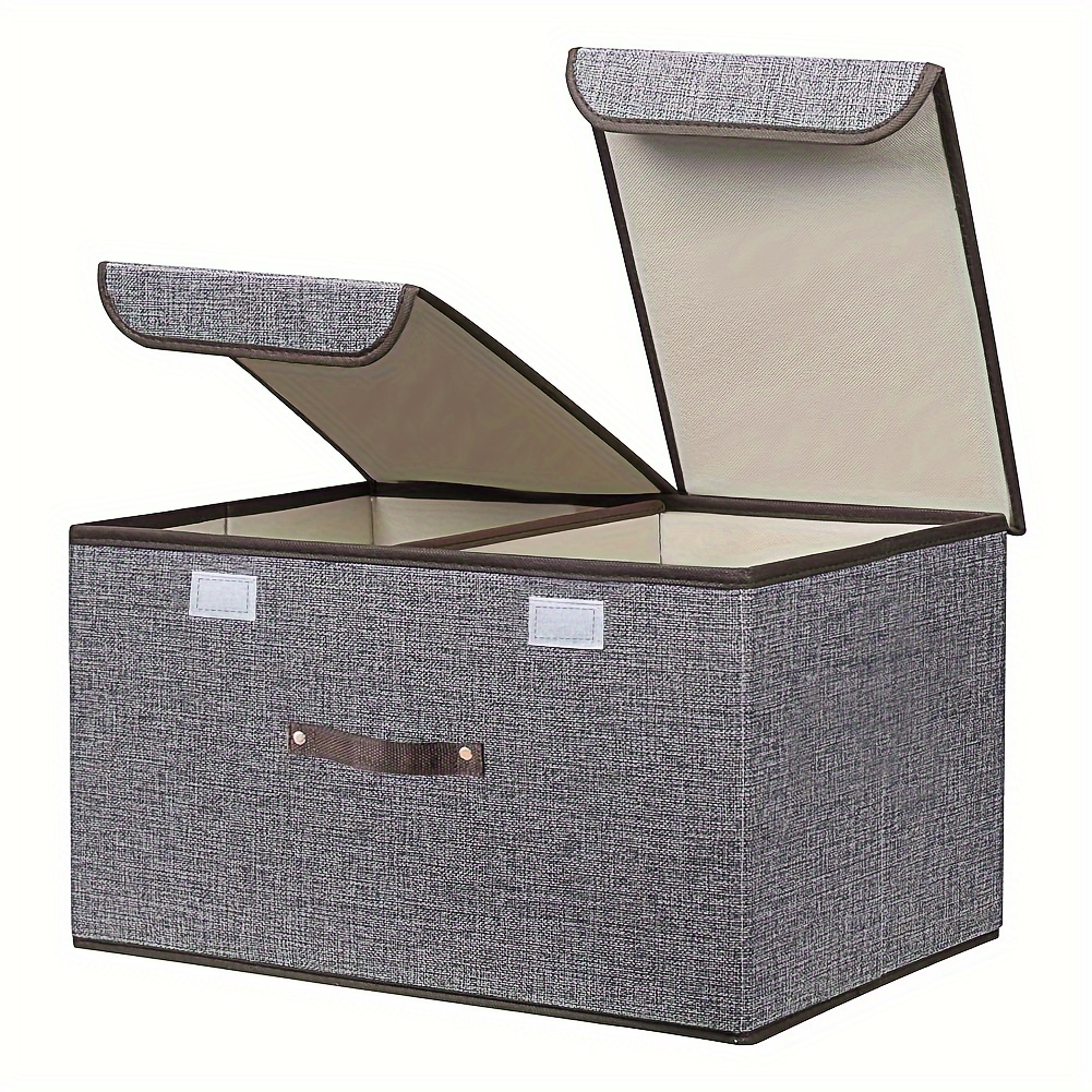 

Extra-large Foldable Linen Storage Box With Lid & Handles - Collapsible Organizer Bin For Clothes, Blankets, Toys - Ideal For Bedroom, Closet, Office