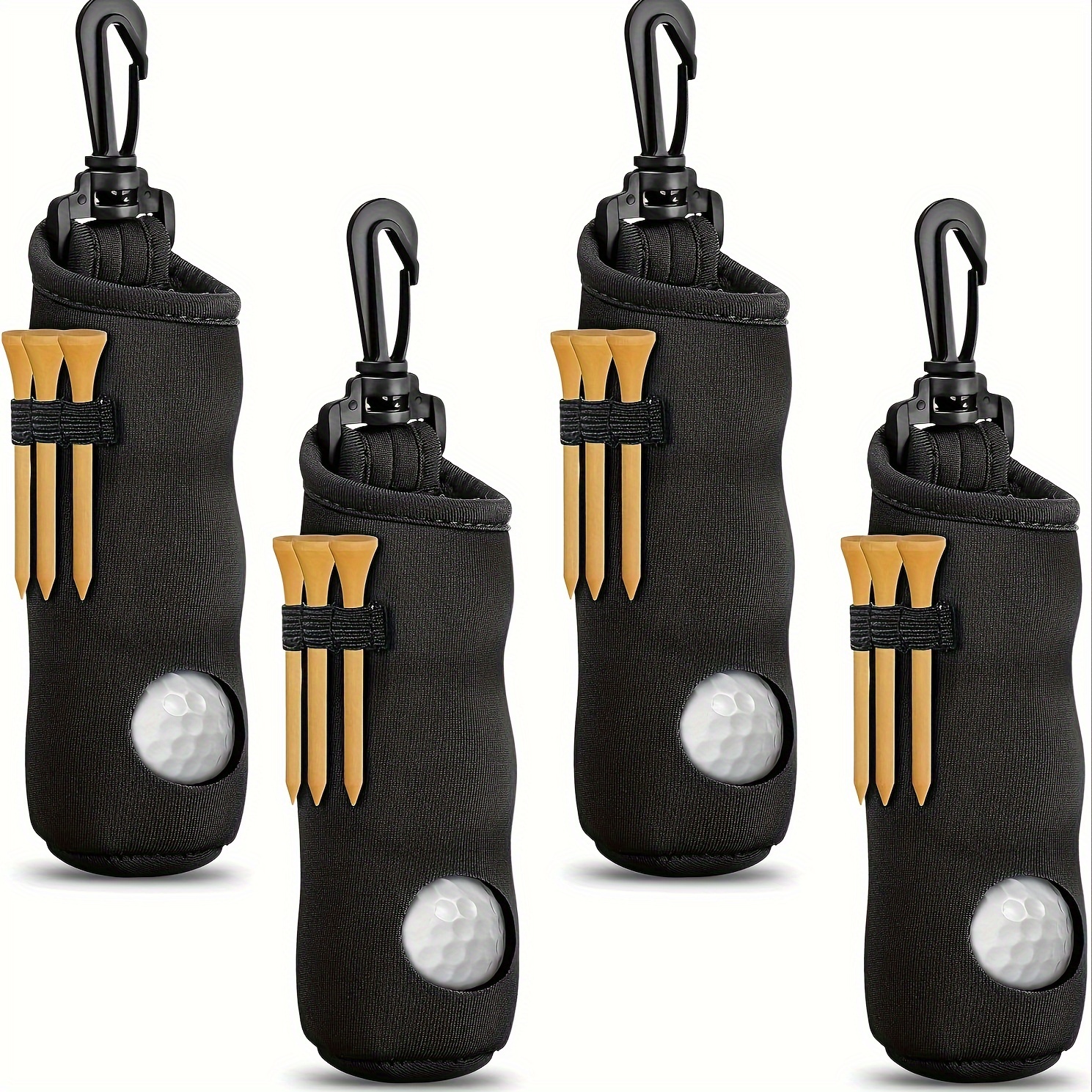 

4 Pieces Golf Tee Ball Carry Bag Pouch Golf Ball Holder Keychain Belt Clip Golf Gifts Accessories