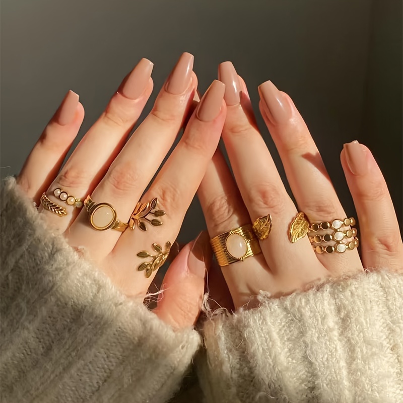 

Jeux de 24 Embouts de Ongle Carré Long en Lait Glaçé - Ongles Press-on Facile à Poser avec Adhésif Amovible