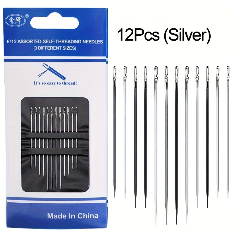 12 30pcs self   assorted sizes threading free elderly blind needles hand sewing quilting clothing cross s
