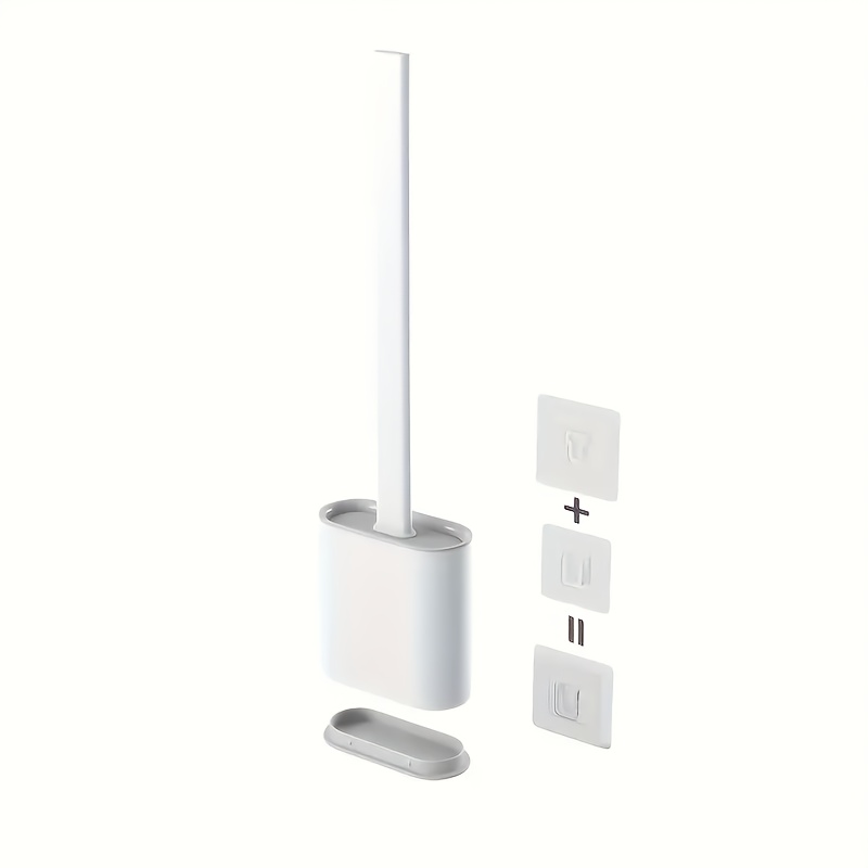 Ergonomic Long-handle Toilet Brush With Flexible Silicone Bristles For Deep Cleaning. Handle Reaches Bathroom, Toilet, Kitchen, Car. Reusable, Portable, Quick-drying. No Electricity Needed