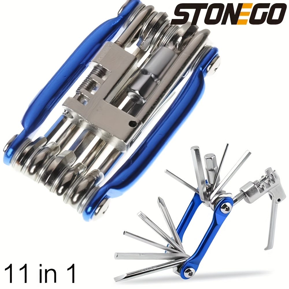 

Stonego 1pc 11 In 1 Bicycle Repair Tool Kit - Bicycle Wrench, Screwdriver, Chain Removal Tool, Hex Wrench, Wrench And More, Suitable For Mountain Bikes, Road Bikes, Suitable For Cycling, And Travel.