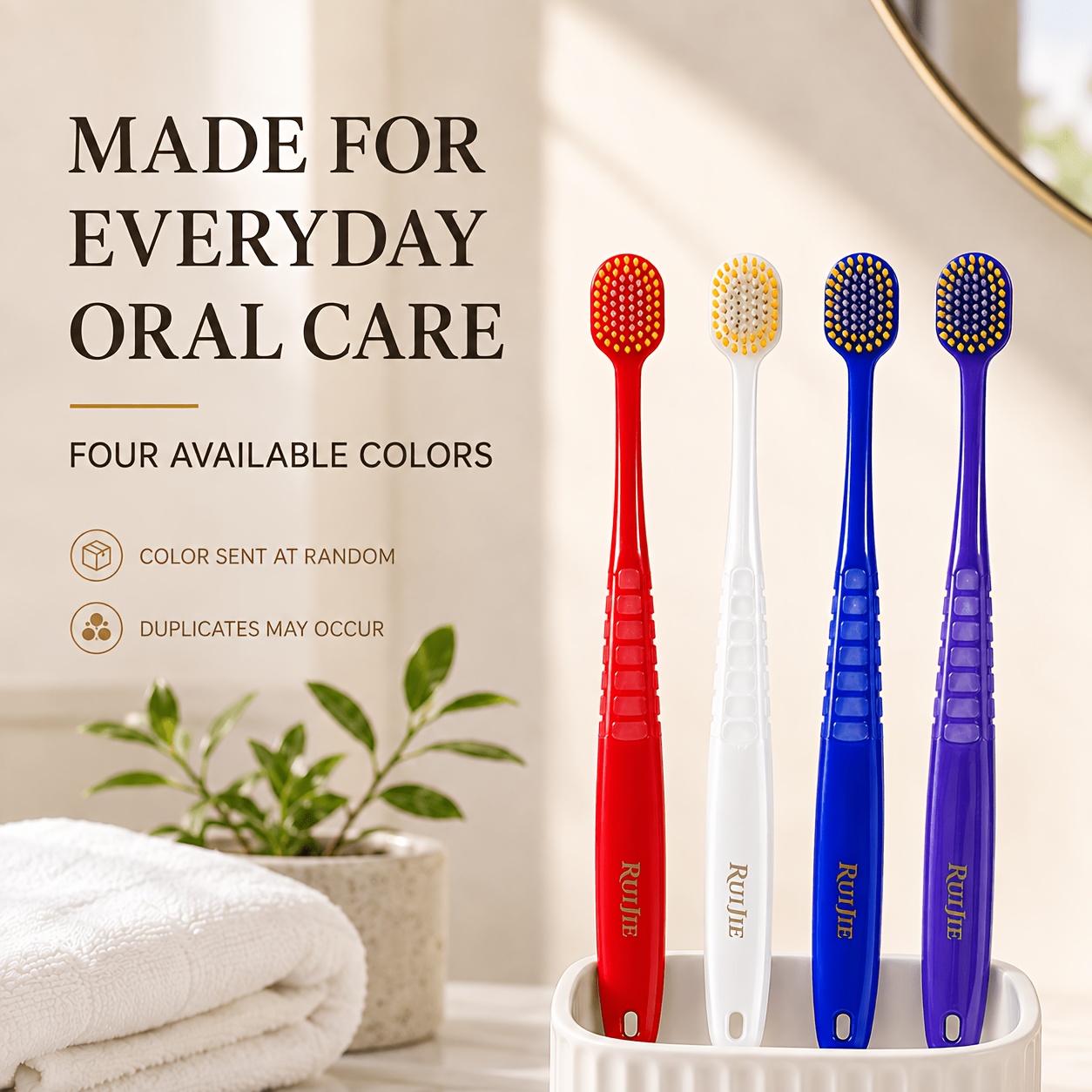 Japanese Style Manual Toothbrush with Wide Head and Soft Bristles
