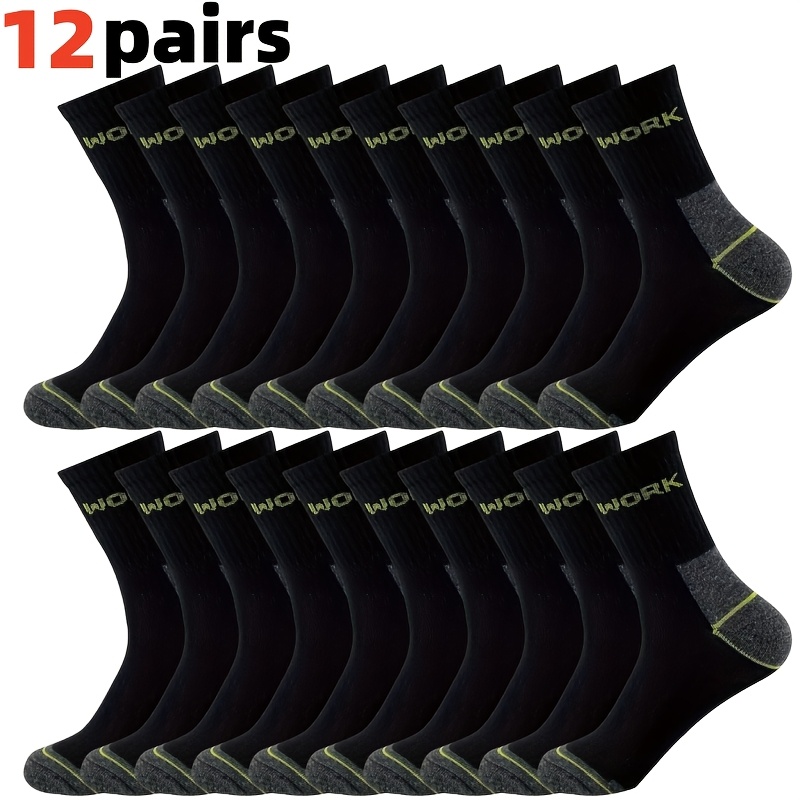 TEMU 12 Pairs Mid-calf Socks, Fashion Letter Striped Design, Outdoor Sports Running Socks, Breathable Striped Versatile Style, Unisex, 3 Colors