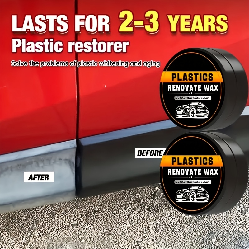 

Car Plastic Restorer Wax, 2-3 Years Long-, Repair & For Tires & Lights, Black Interior & Dashboard Maintenance, Formula