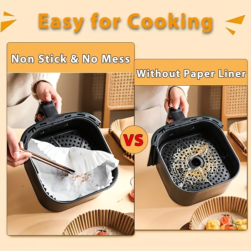 50 100pcs disposable paper lining for air fryer air fryer 6 3 7 inch lining for 2 8 qt non stick parchment for frying baking cooking baking and microwave ovens oil proof tray non stick silicone oil paper kitchen accessories Product details 2