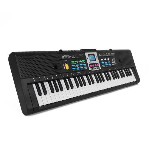 61 key black multifunction electronic keyboard with a microphone of playing mini piano sounds