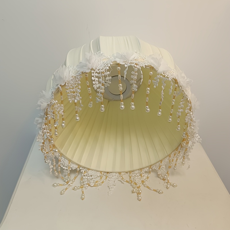 elegant cream and golden   chandelier shade with handcrafted rosette pendants modern   for   hanging lamp settings   accessory     details 15