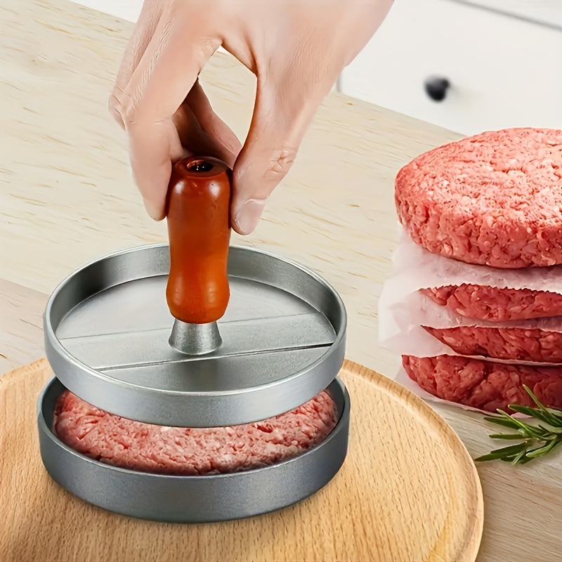 

Stainless Steel Hamburger Patty Press With Wooden Handle - , Burger Mold For Perfect