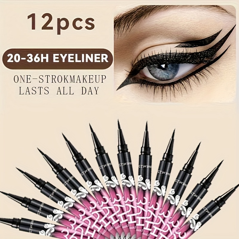 12pcs Makeup Eyeliner, Long-lasting 36h Waterproof Liquid Eyeliner, , Suitable For Beginners