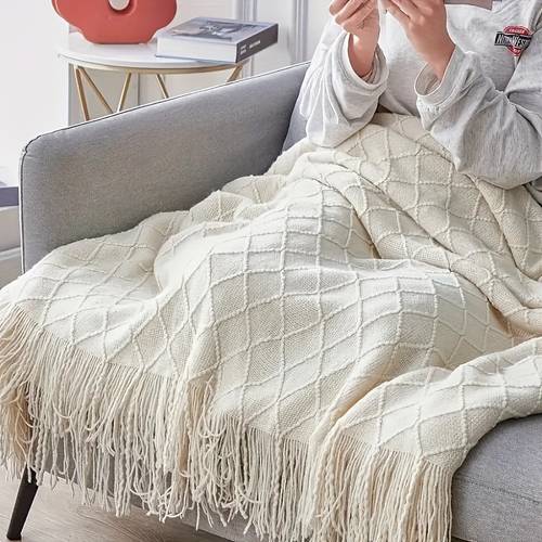 item picture 1pc solid color blanket shawl blanket suitable for