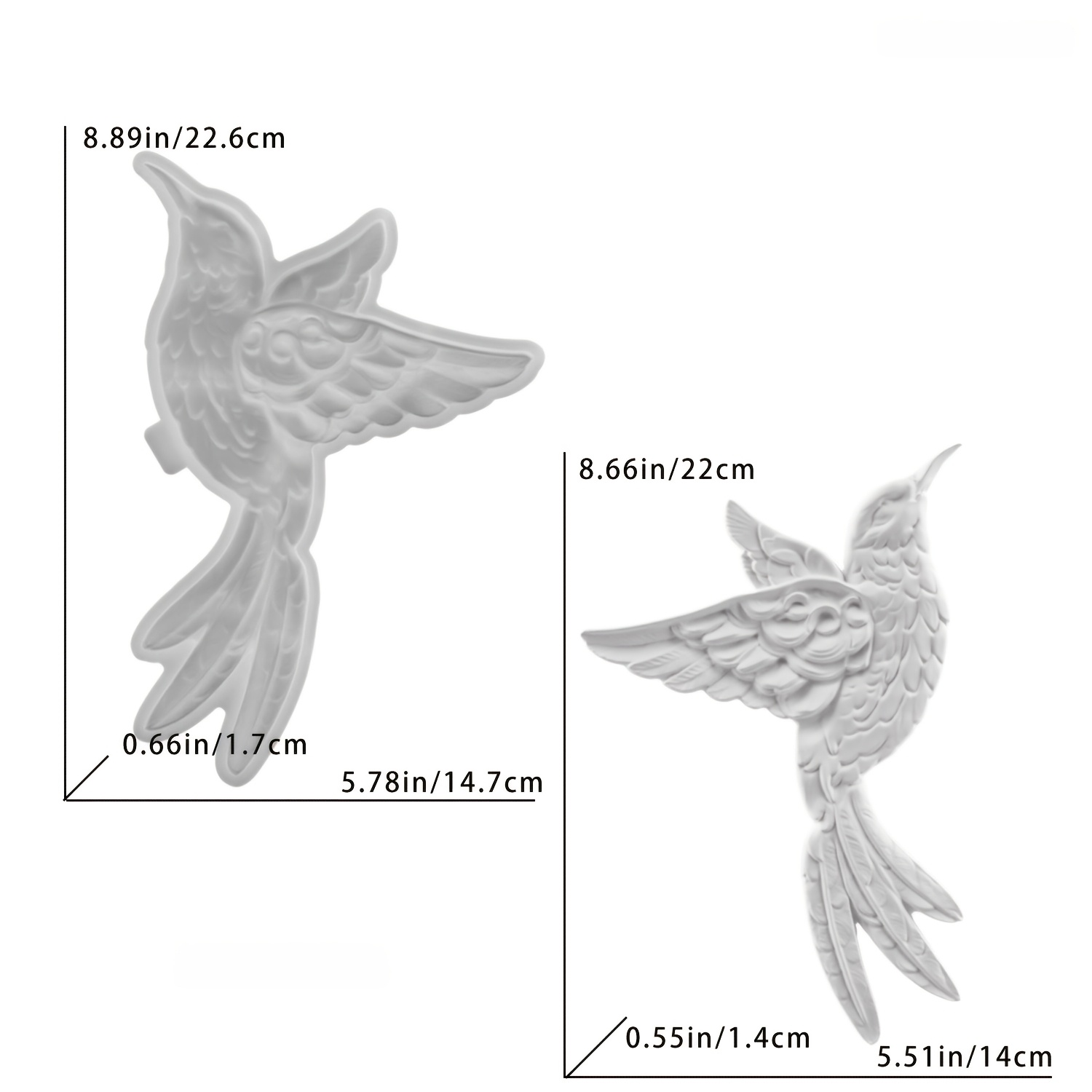 TEMU Resin Silicone Mold Single-piece Hummingbird Silicone Mold Suitable For Plaster, Resin, Cement, Clay, And Other Materials Diy Textured Relief