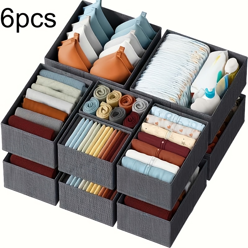 TEMU 6pcs Non-woven Drawer Organizer Set - Hand Washable, Professional Clothing And Bedroom Storage - Suitable For Wardrobe And Dressing Table